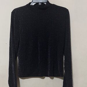 Planet Gold Shimmering Black Long Sleeve Top